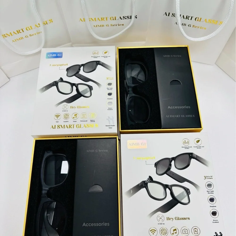 AIMB-G1 Smart Glasses with 8MP Camera 1080p Video Recording Bluetooth Calling